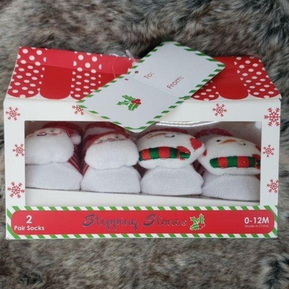 Stepping Stones Infant 2 Pk‎ Plush Christmas Socks
